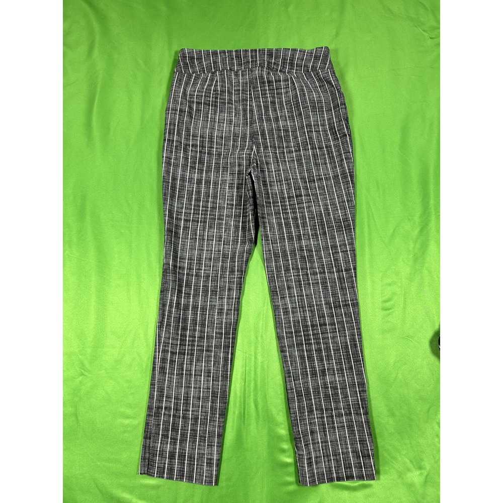 Chico's Perfect Stretch Striped Pull-On Trousers Charcoal Grey Size 1 Small